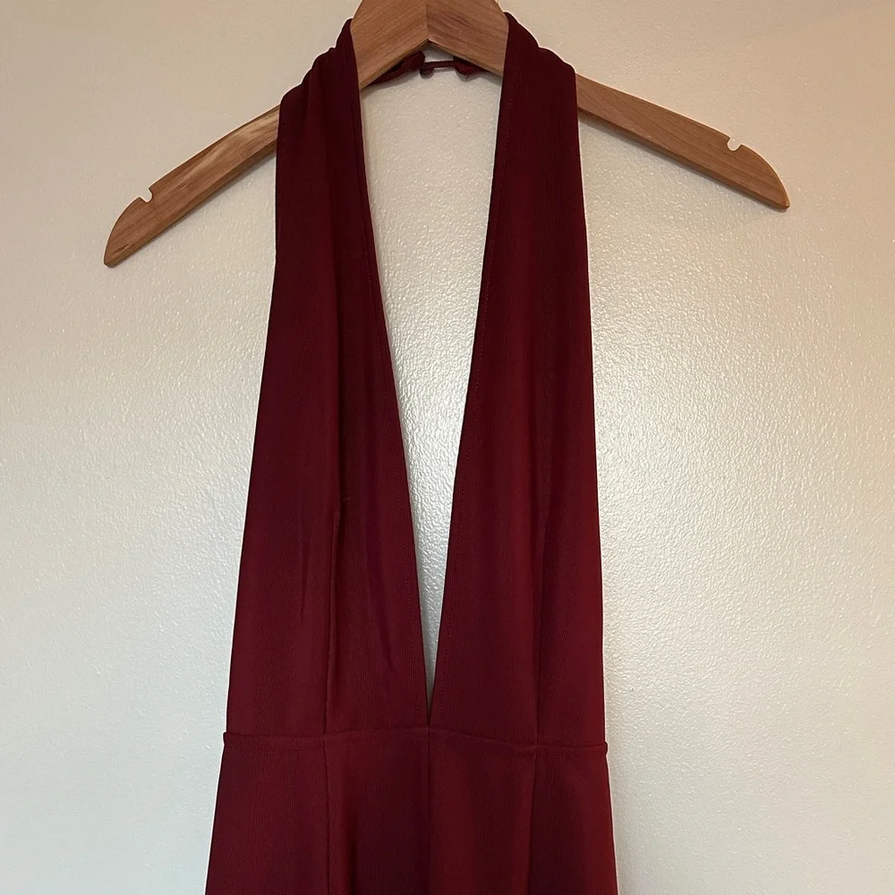 Tobi Burgundy Backless Halter Maxi Dress - Picture 2 of 6